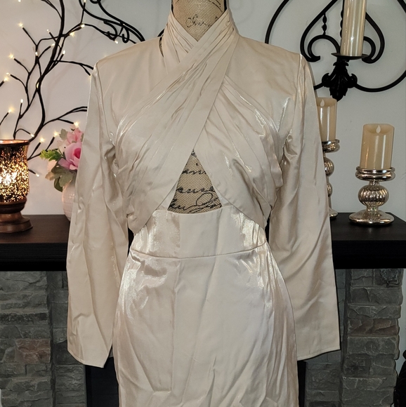 Keepsake Emilio LS Mini Dress Metallic Oyster - Picture 1 of 13